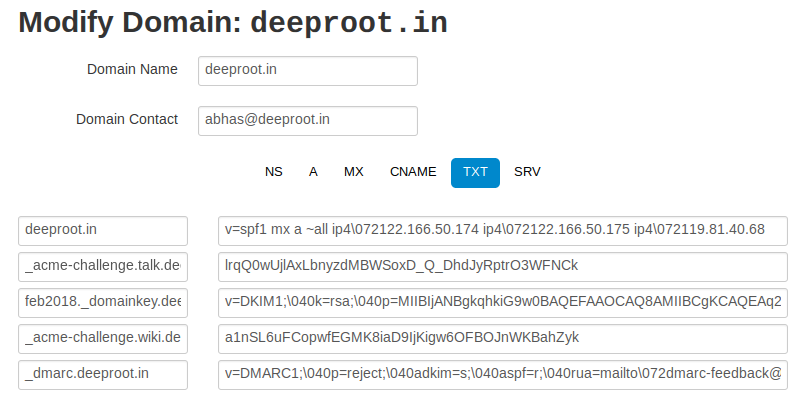 SPF, DKIM and DMARC records for deeproot.in